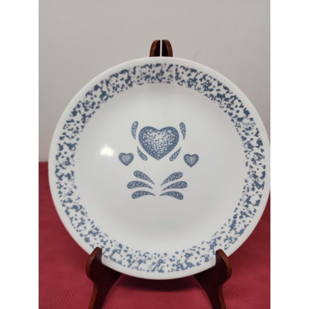 Vintage Corelle By Corning Blue Hearts Dinner Plates Set Of 3 Cottagecore 1997